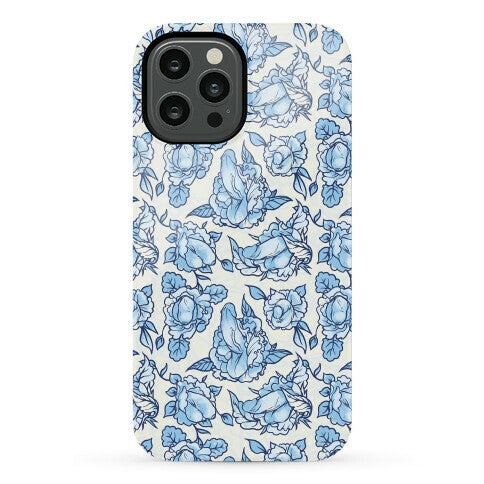 Floral Penis Pattern Blue Phone Case